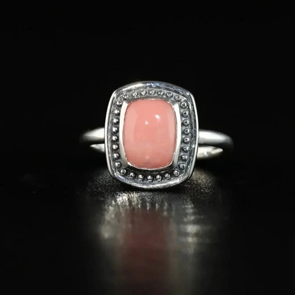 Oregon Peach Opal Solitaire Ring In 925 Sterling Silver - Picture 3 of 7